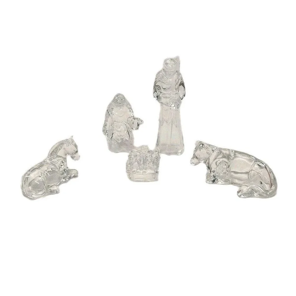 Cristal D'Arques 5 Piece Nativity Scene Set 24% Lead Crystal France Chirstmas